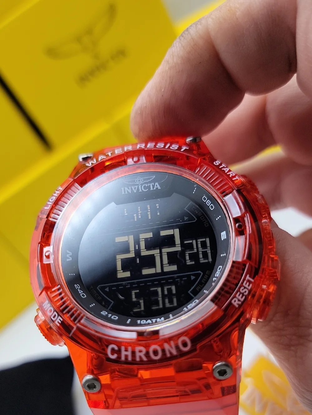 NWT Invicta Racing Burnout Digital Men's Sports Watch 52mm Transparent Red 49045